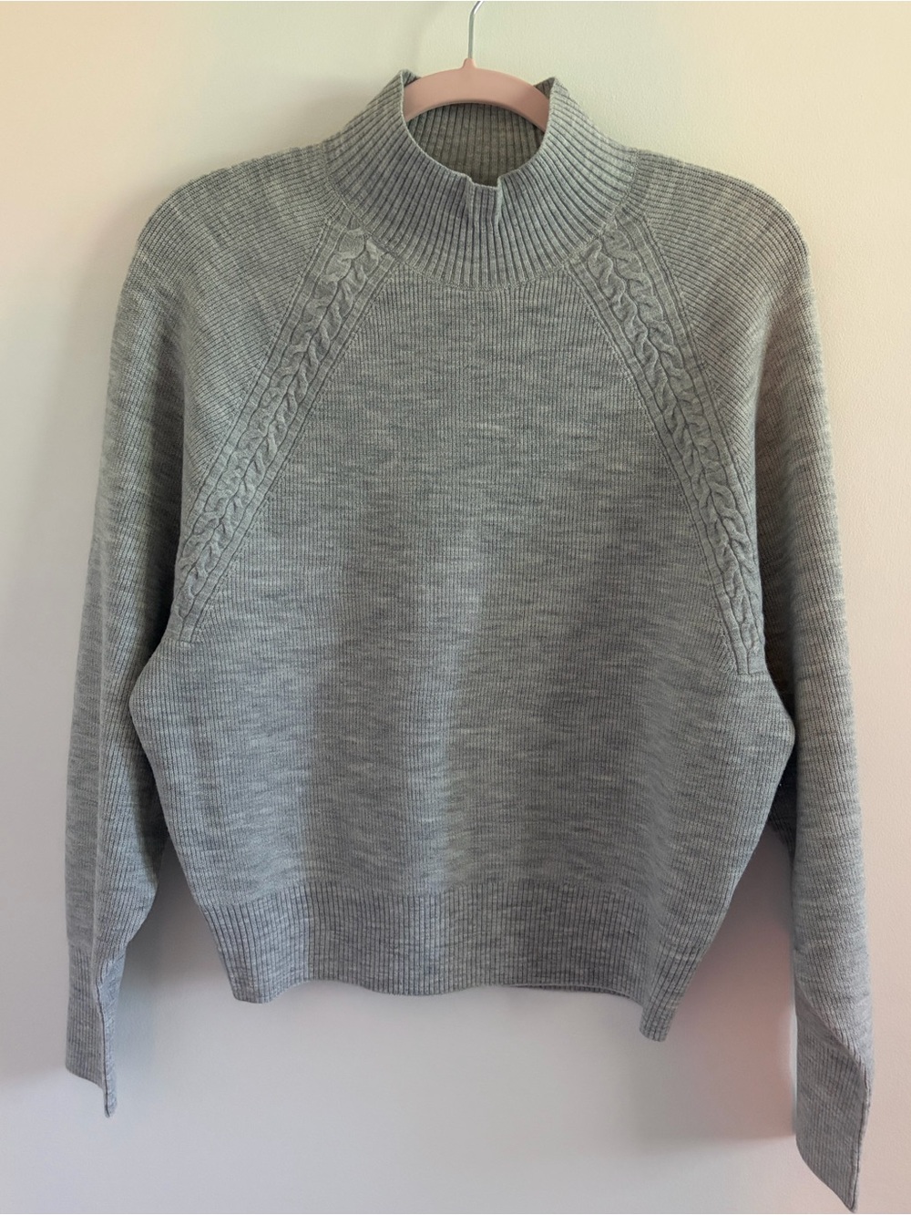 RW&Co. Grey Mock Neck Cable-Trim Sweater